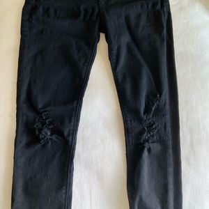 Hudson black distressed skinny jeans 26